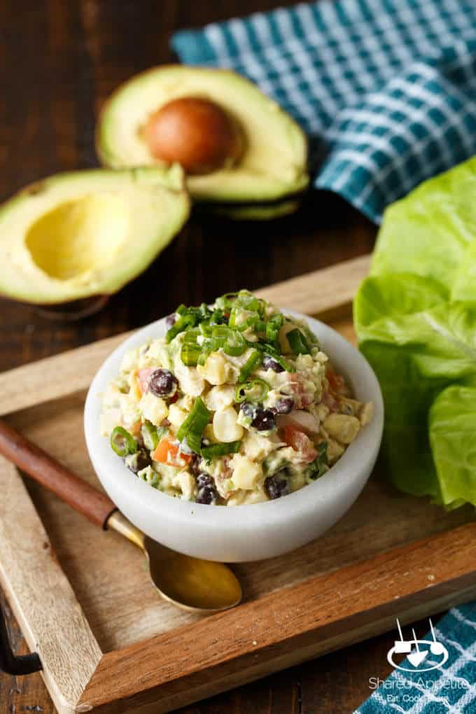 Southwest Avocado Chicken Salad Lettuce Wraps | sharedappetite.com