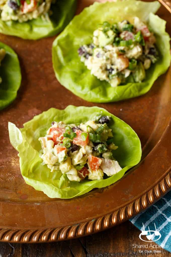 Southwest Avocado Chicken Salad Lettuce Wraps