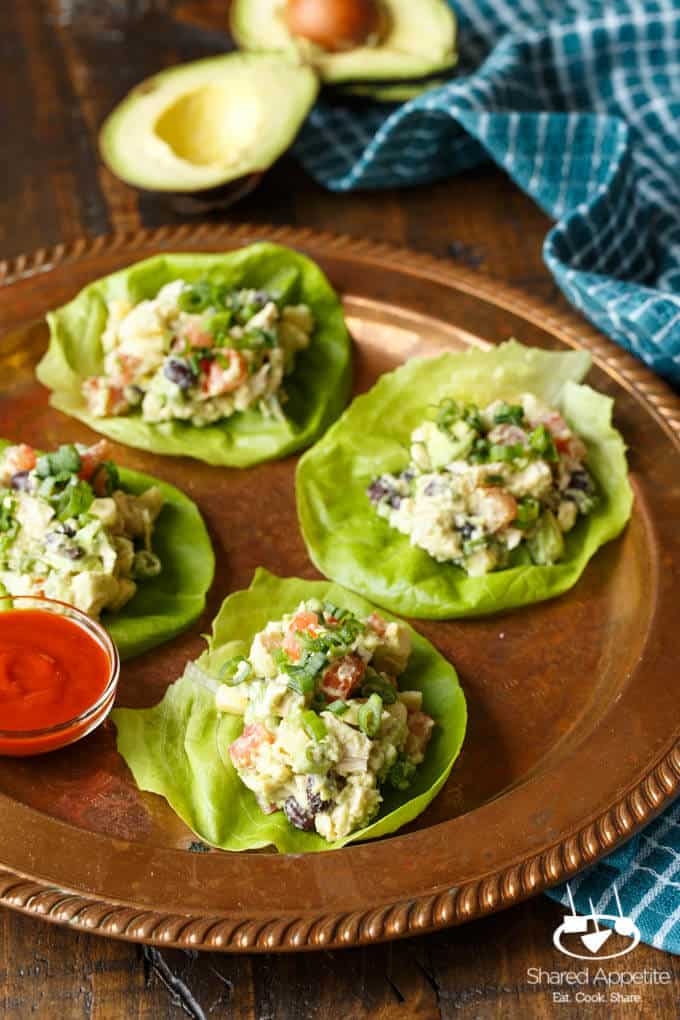 Southwest Avocado Chicken Salad Lettuce Wraps | sharedappetite.com