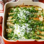 Hidden Veggie Chicken Enchiladas with Zucchini, Spinach, and Corn in a Green Chile Sauce are Family Friendly! | sharedappetite.com