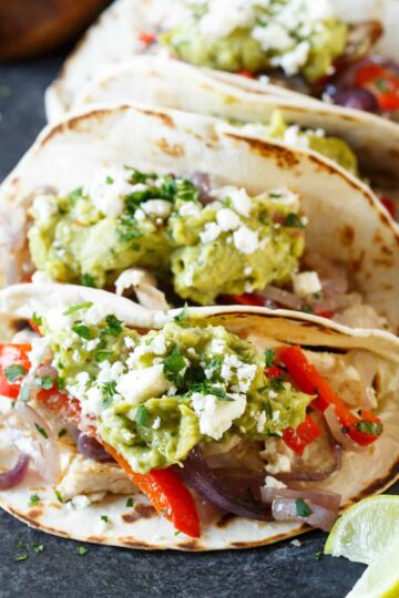 One Pan Baked Chicken Fajitas | sharedappetite.com