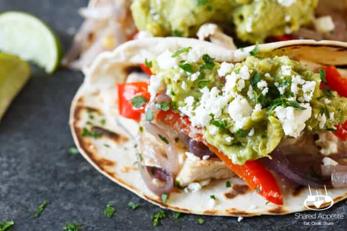 One Pan Baked Chicken Fajitas | sharedappetite.com