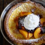 Peach Melba Dutch Baby Pancake | sharedappetite.com