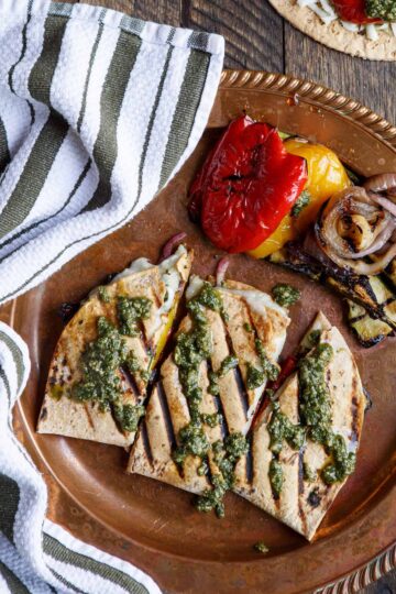 Grilled Vegetable Pesto Quesadillas | sharedappetite.com
