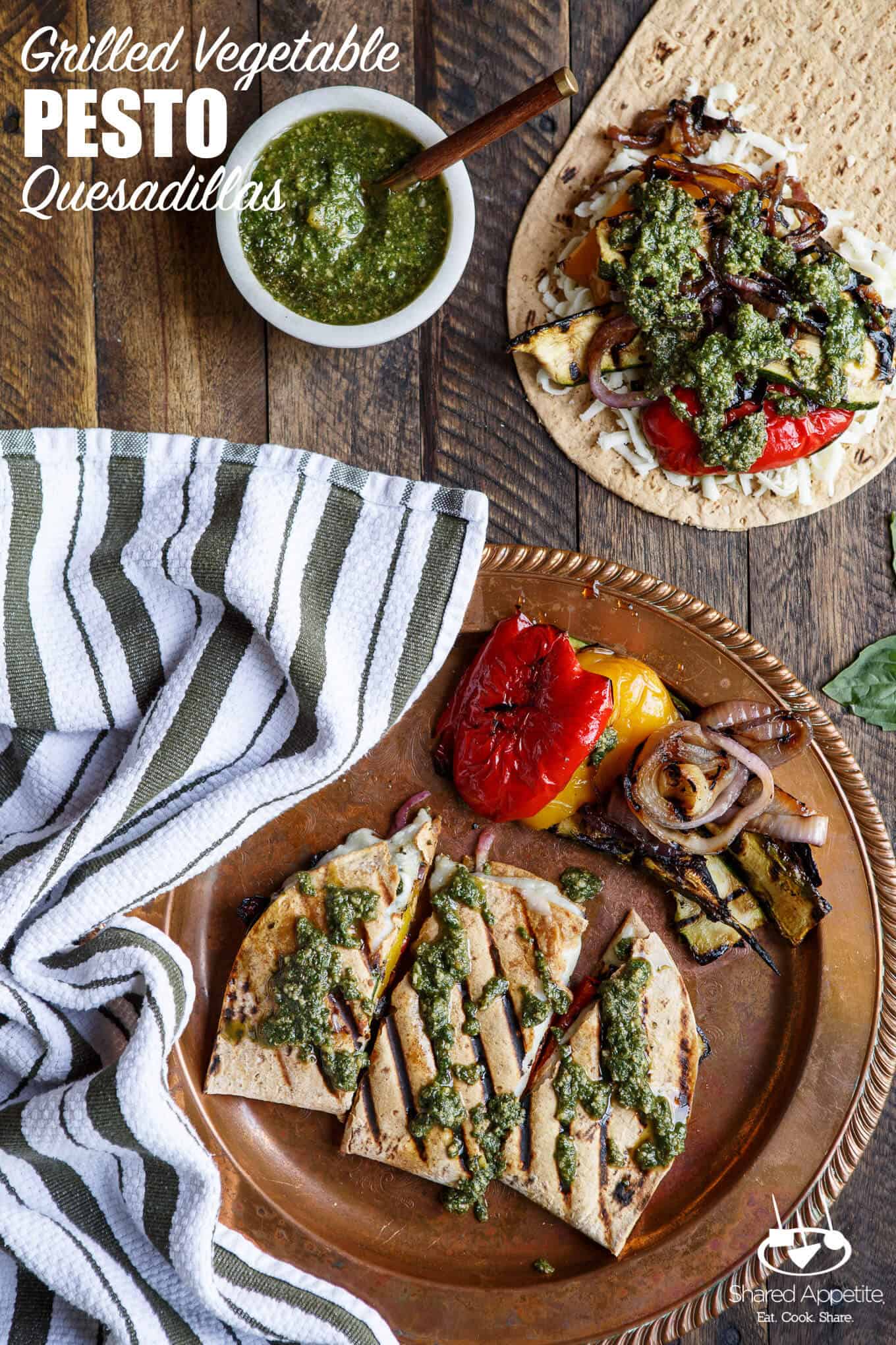 Grilled Vegetable Pesto Quesadillas | sharedappetite.com