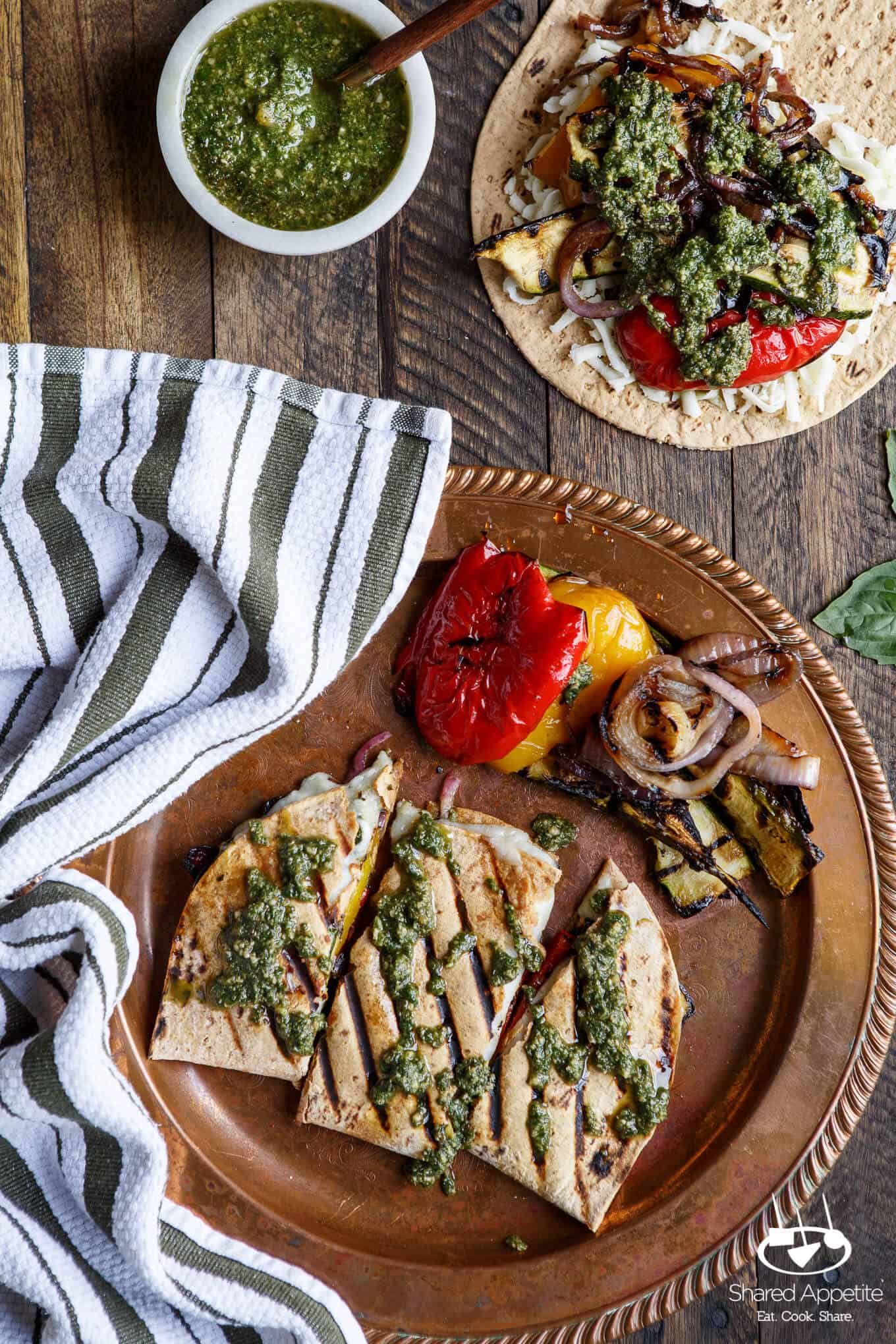 Grilled Vegetable Pesto Quesadillas | sharedappetite.com