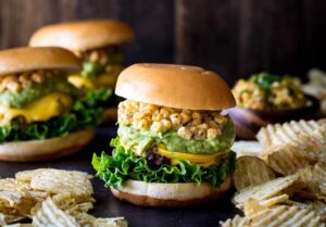 Mexican Street Corn Burgers with Guacamole | sharedappetite.com