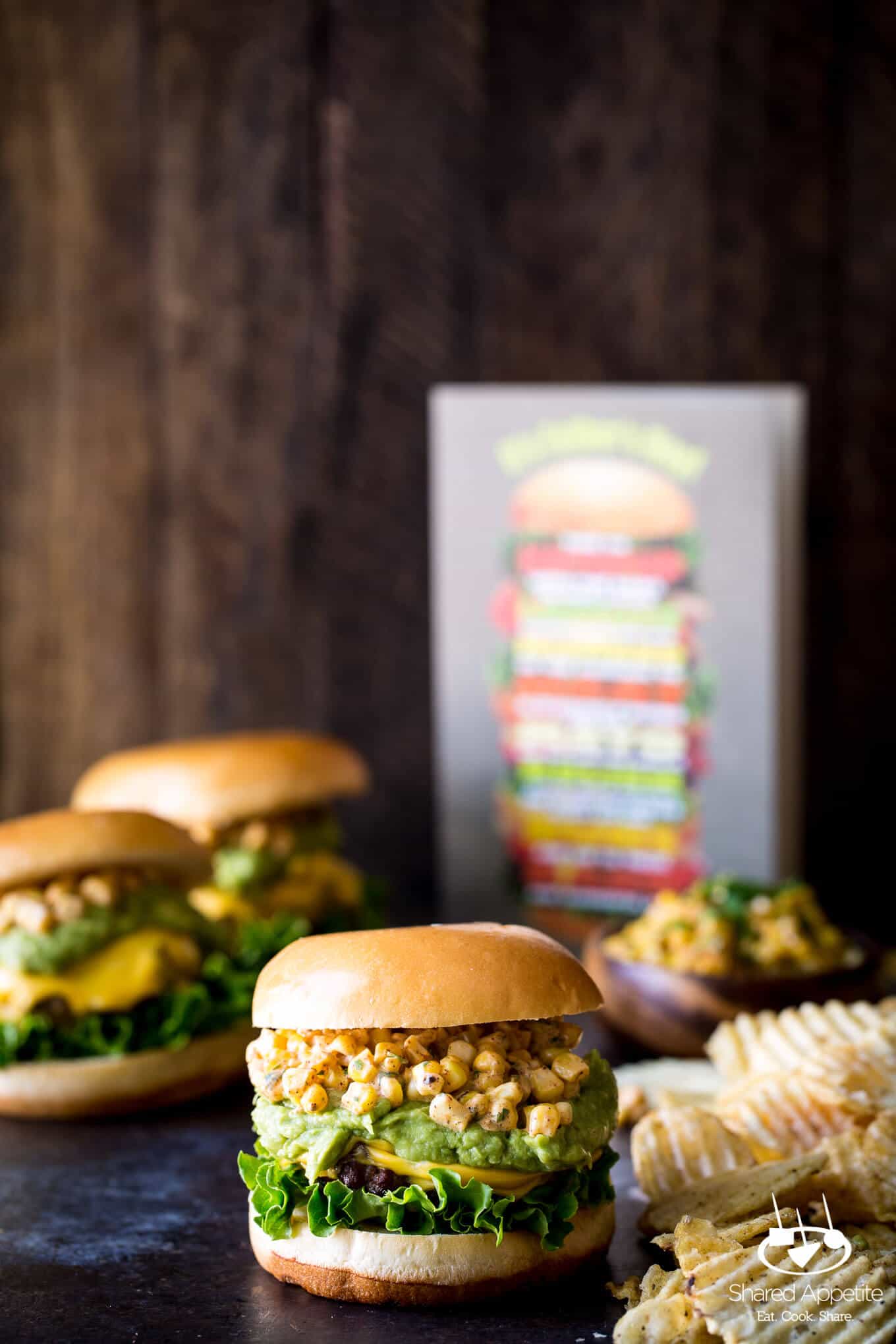 Mexican Street Corn Burgers with Guacamole | sharedappetite.com