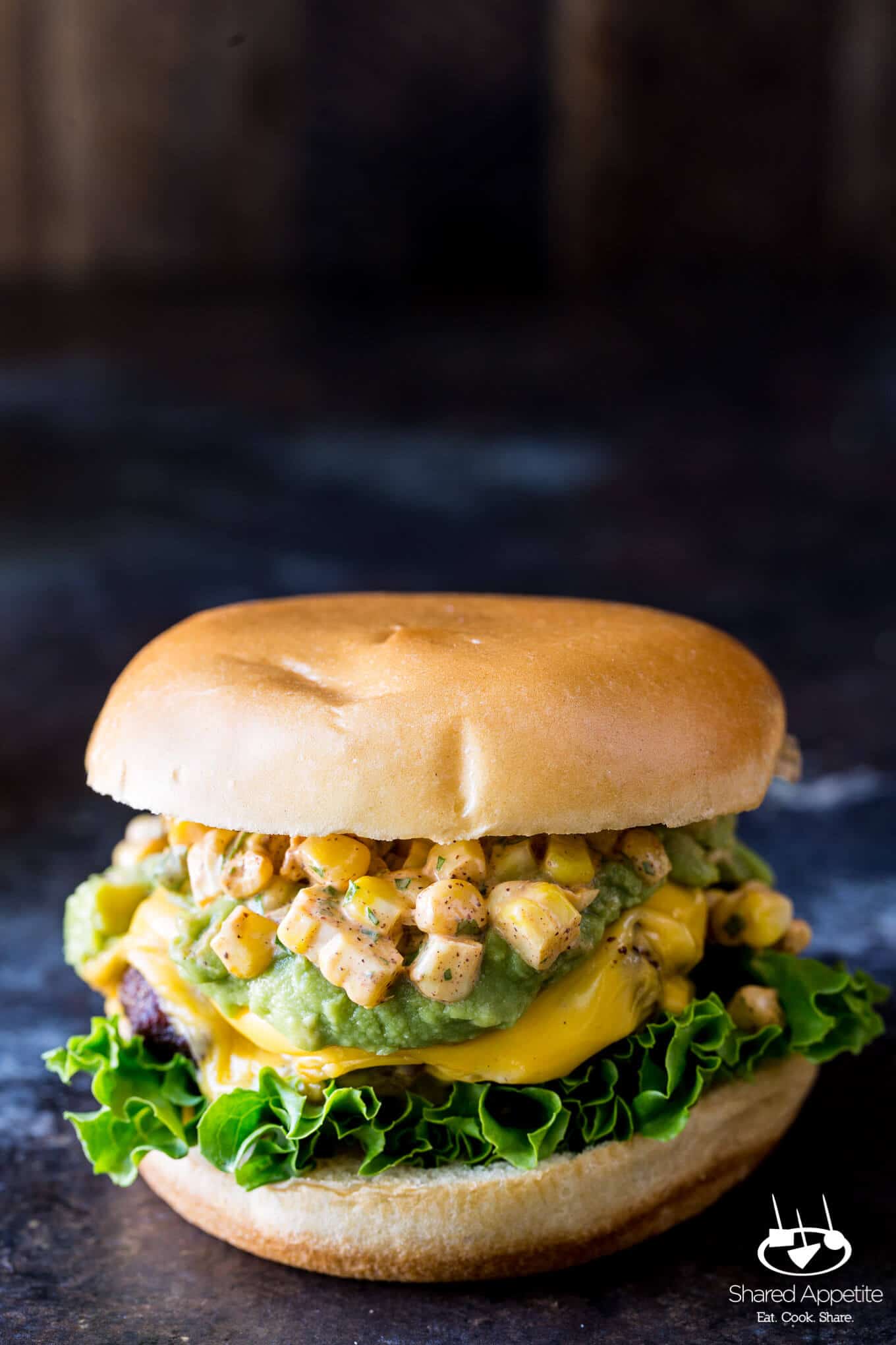 Mexican Street Corn Burgers with Guacamole | sharedappetite.com