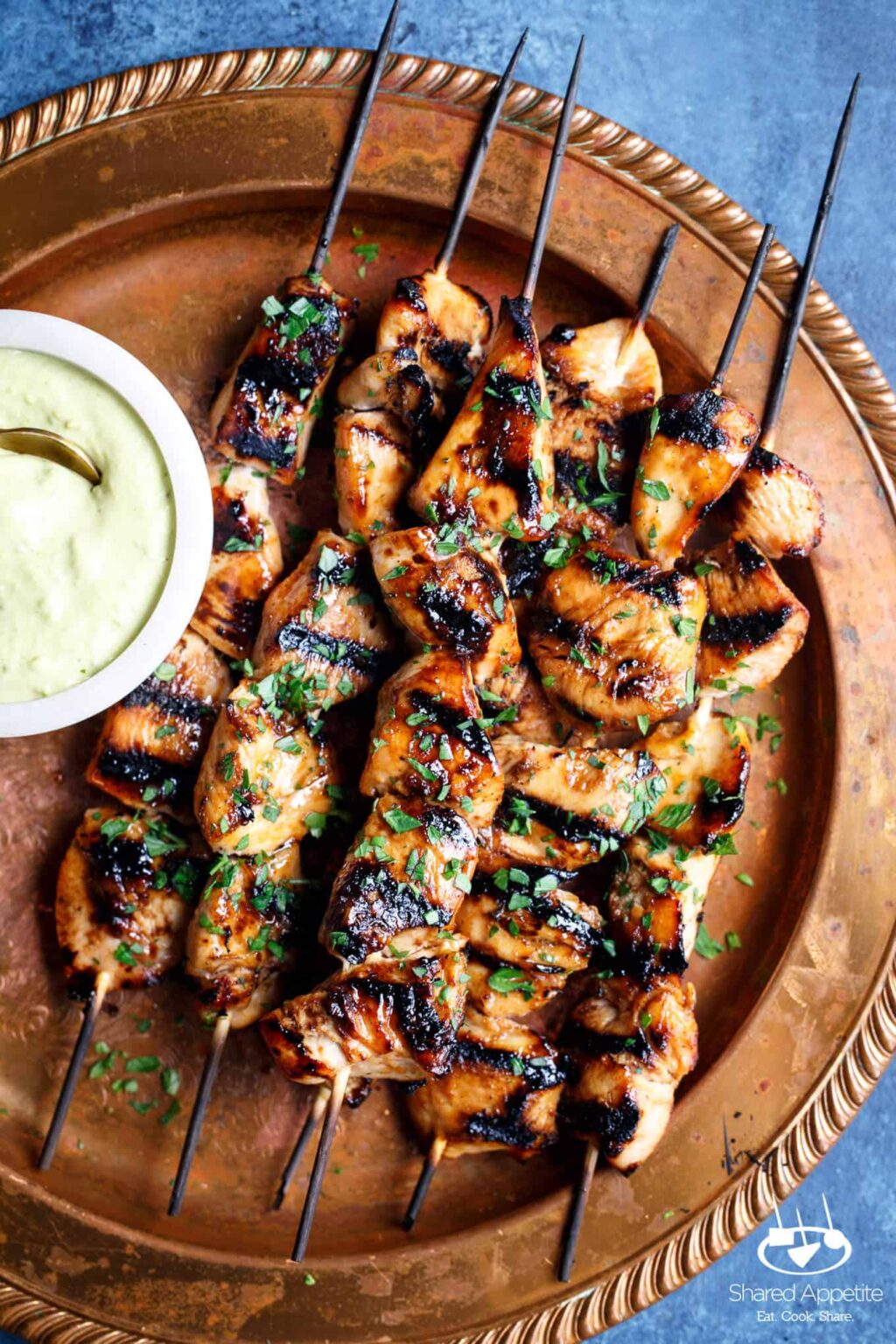 Honey Sriracha Chicken Kebabs With Avocado Ranch - Shared Appetite