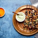 Honey Sriracha Chicken Kebabs with Avocado Ranch | sharedappetite.com