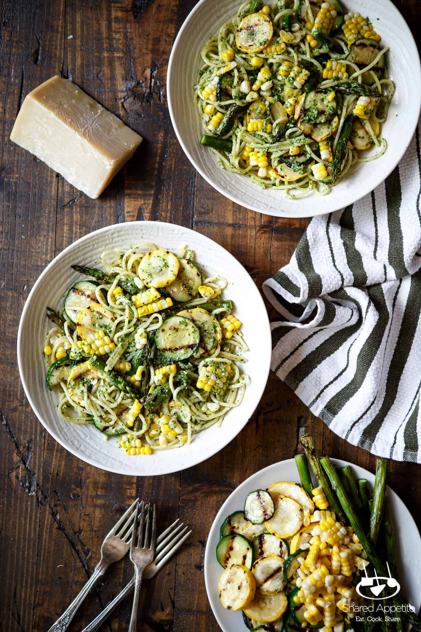 Summer Vegetable Pasta with Arugula Pesto | sharedappetite.com