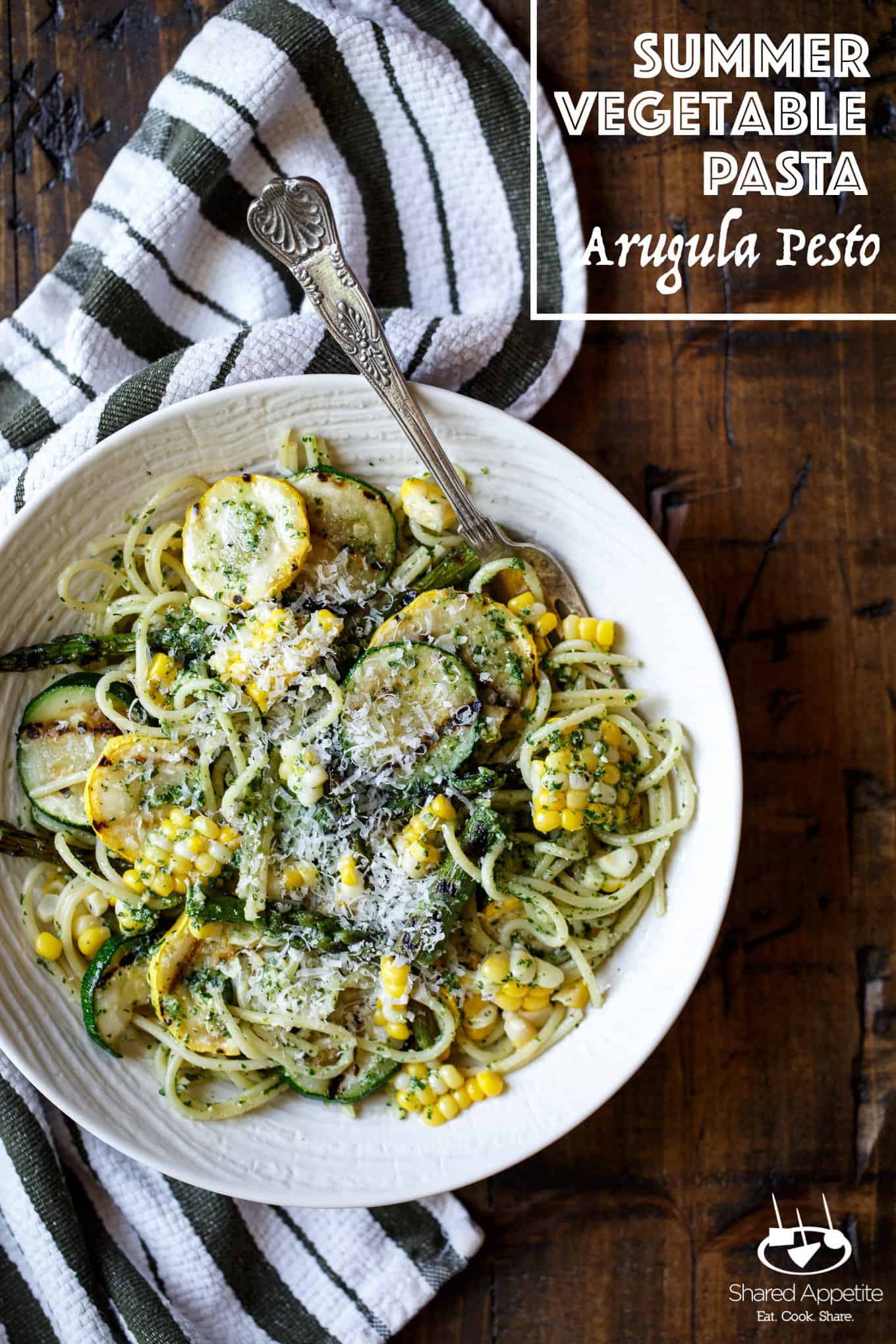 Summer Vegetable Pasta with Arugula Pesto | sharedappetite.com