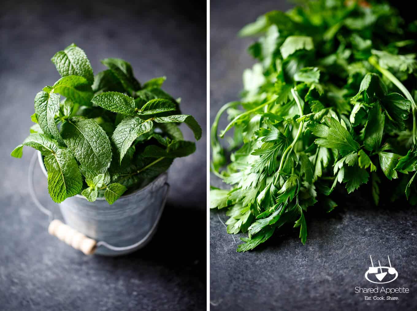 Mint and Parsley for Grilled Lamb Chops with Mint Chimichurri | sharedappetite.com