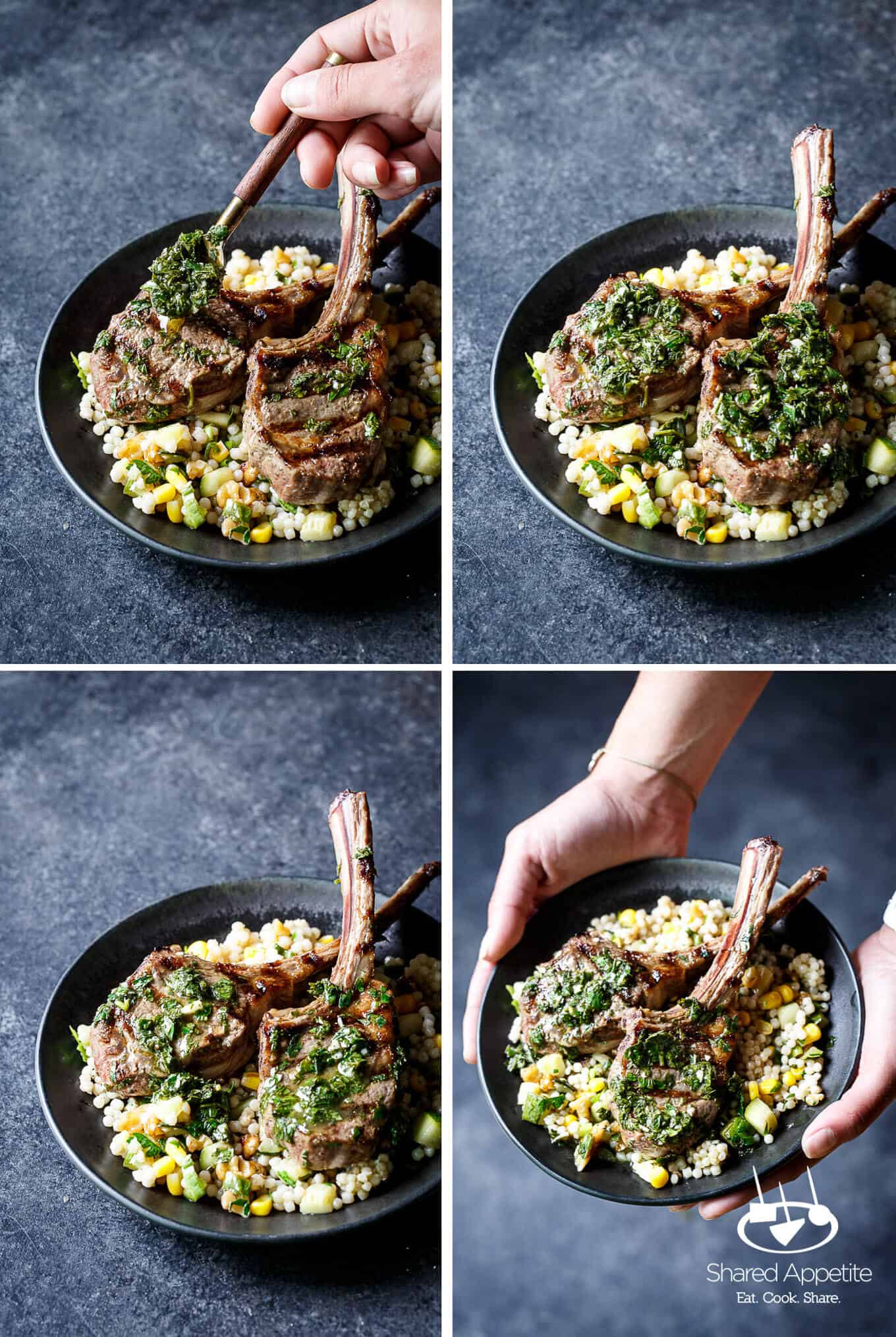 plating the Grilled Lamb Chops with Mint Chimichurri | sharedappetite.com