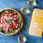 Grilled Watermelon Salad with Arugula, Feta, and Pickled Onions and Bota Box Pinot Grigio | sharedappetite.com