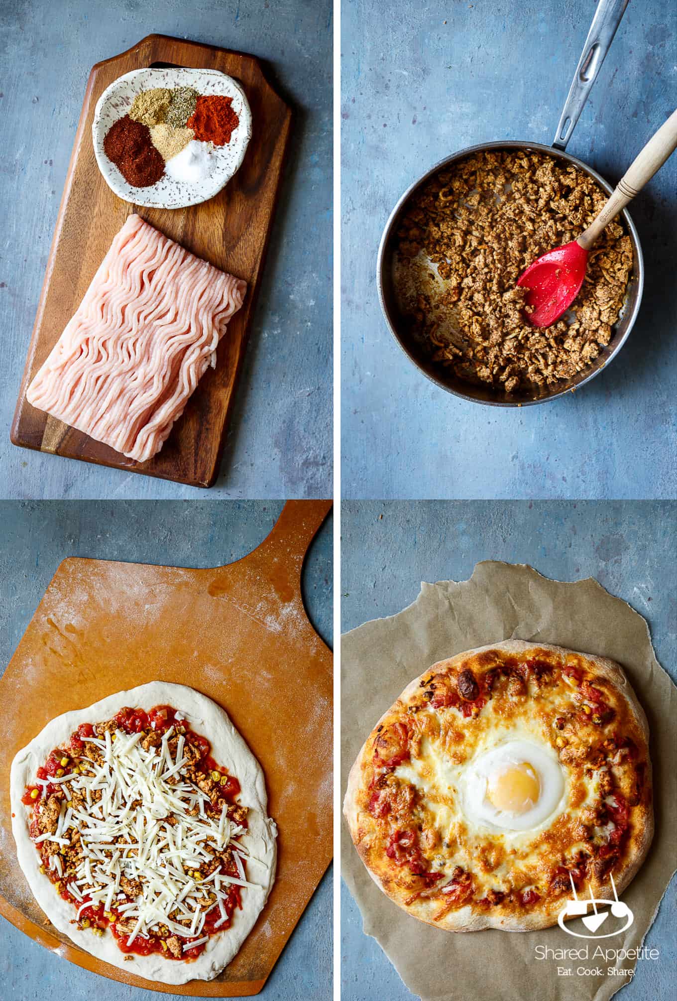 All the ingredients for Huevos Rancheros Pizza with Turkey Chorizo | sharedappetite.com