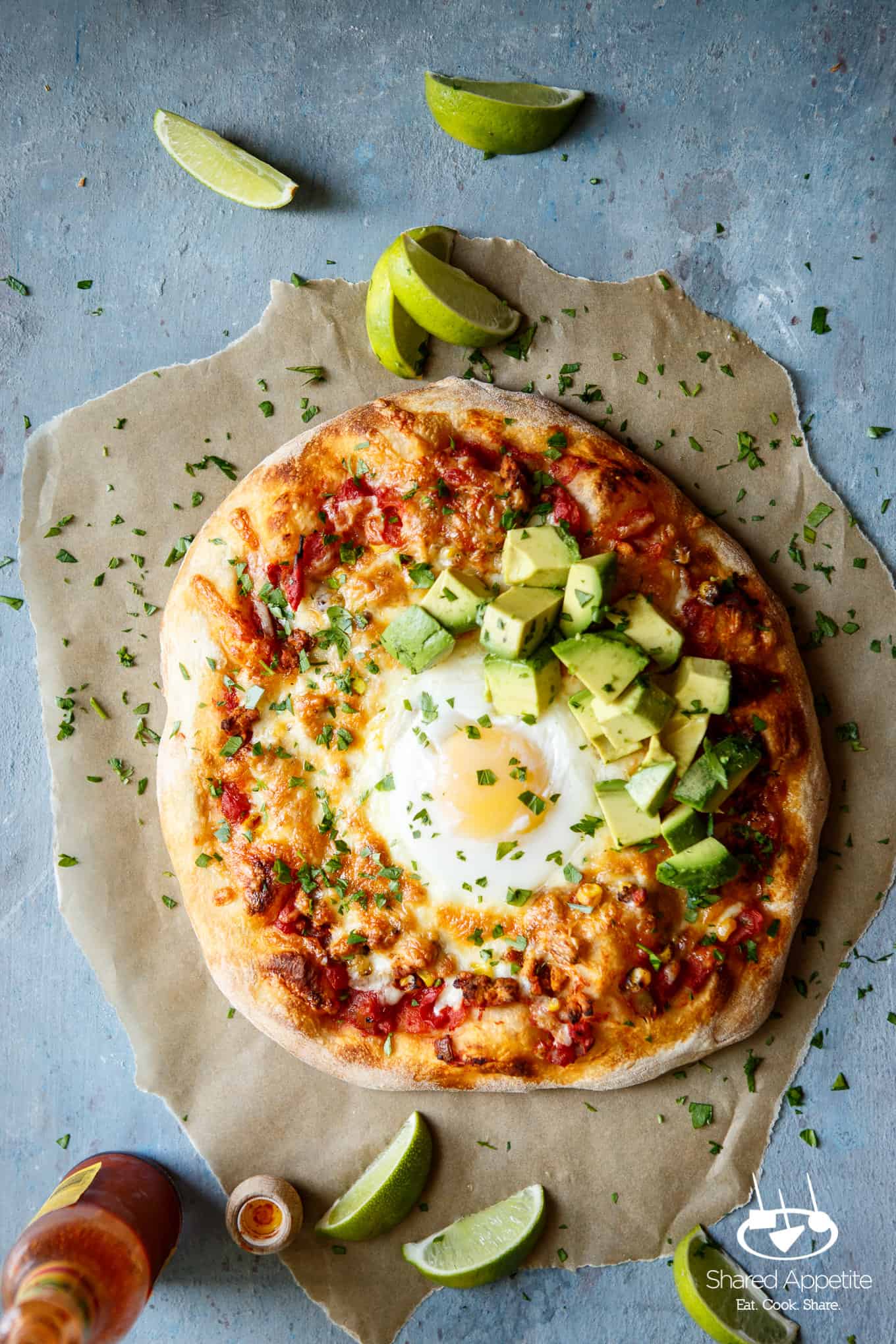 Huevos Rancheros Pizza with Turkey Chorizo | sharedappetite.com