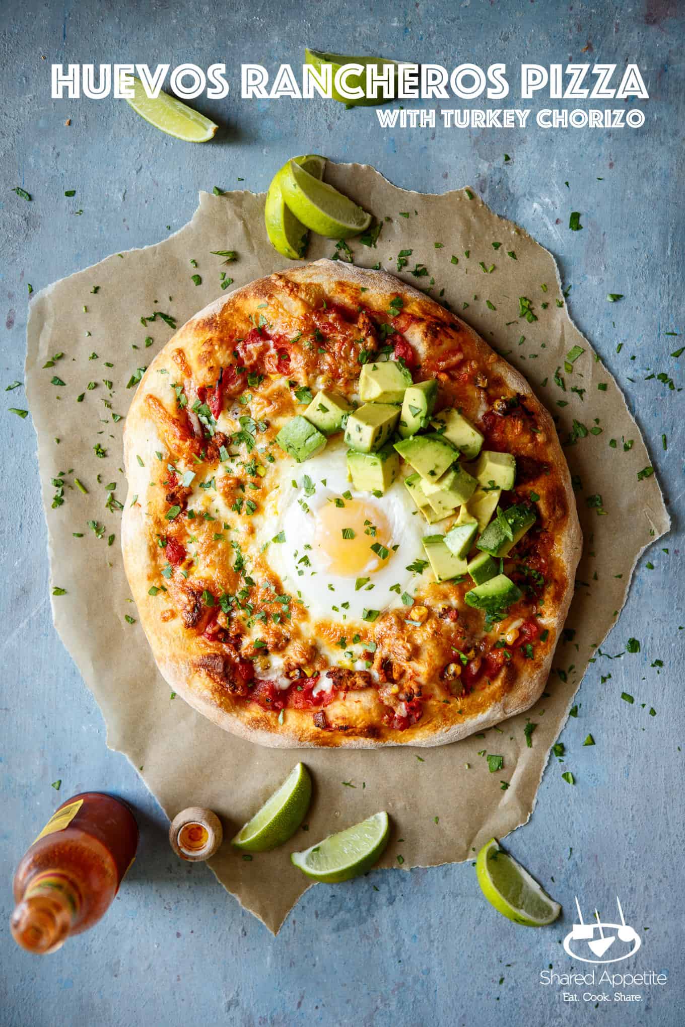 Huevos Rancheros Pizza with Turkey Chorizo | sharedappetite.com