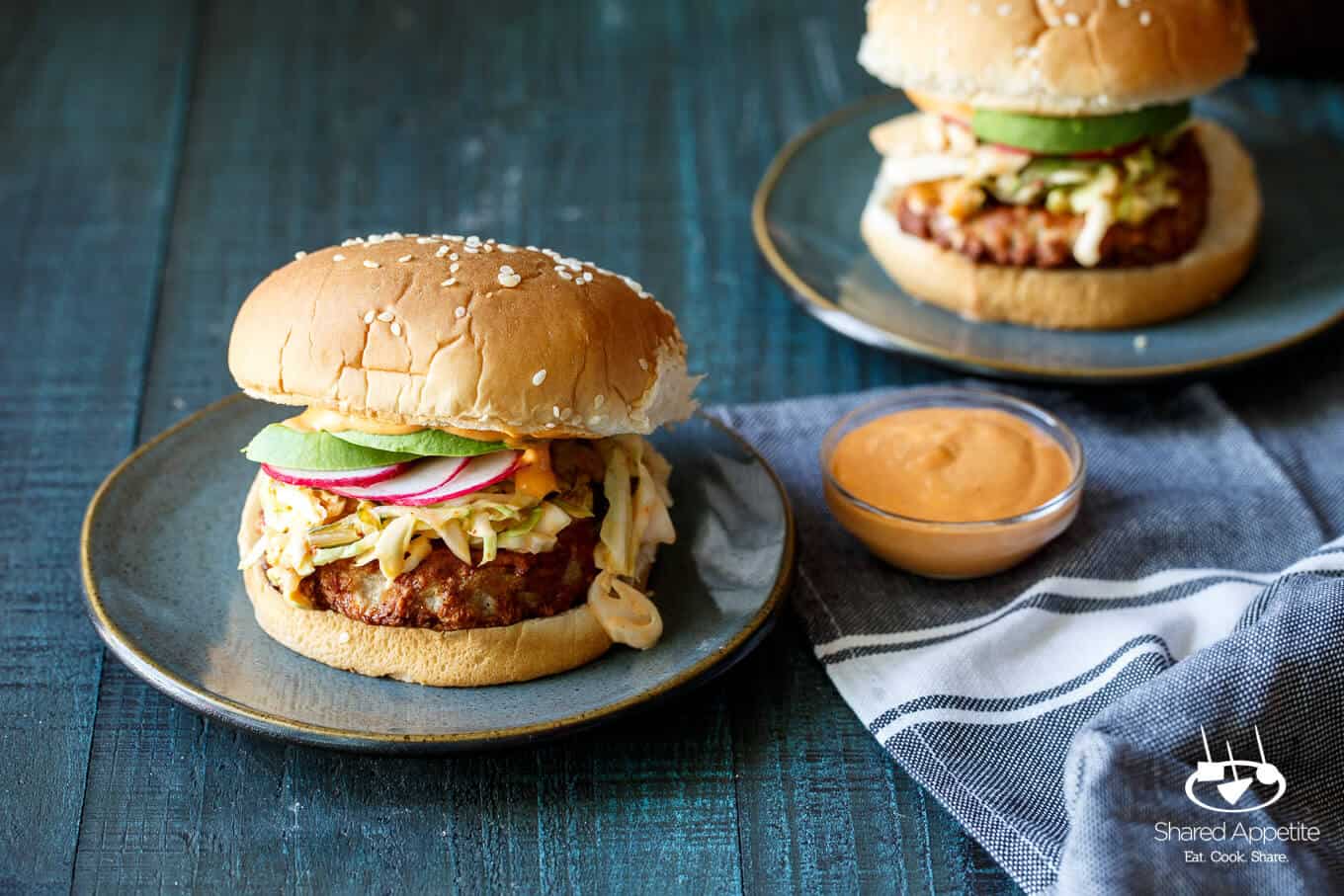 Korean Turkey Burgers with Kimchi Slaw - Shared Appetite