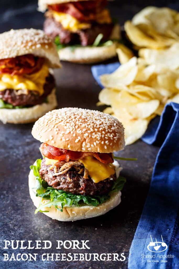 Pulled Pork Bacon Cheeseburgers - Shared Appetite