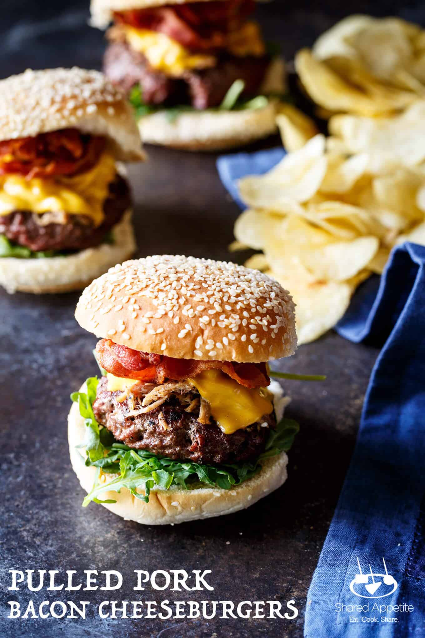 Pulled Pork Bacon Cheeseburgers | sharedappetite.com