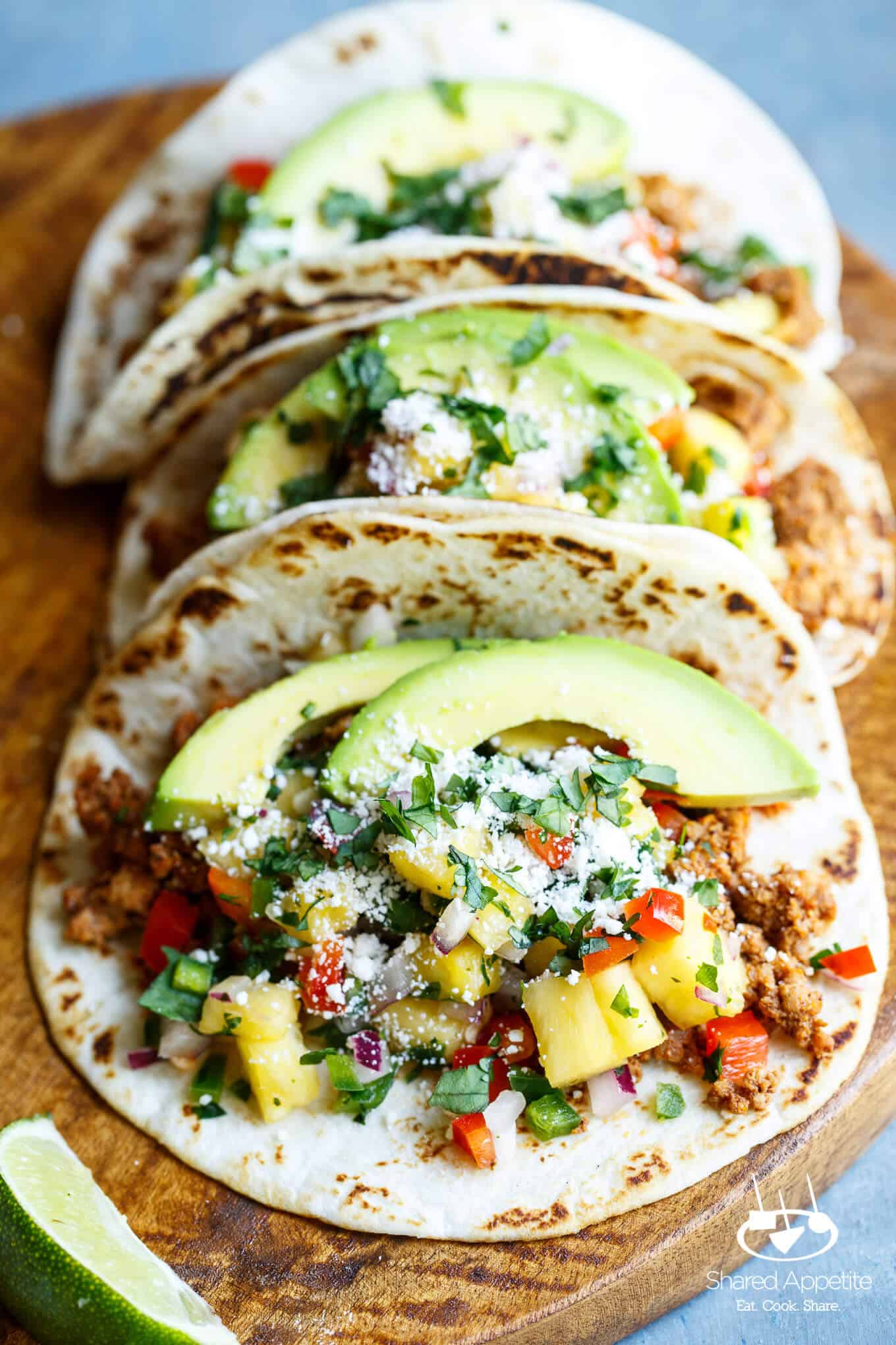 Healthy Turkey Tacos with Pineapple Salsa | sharedappetite.com