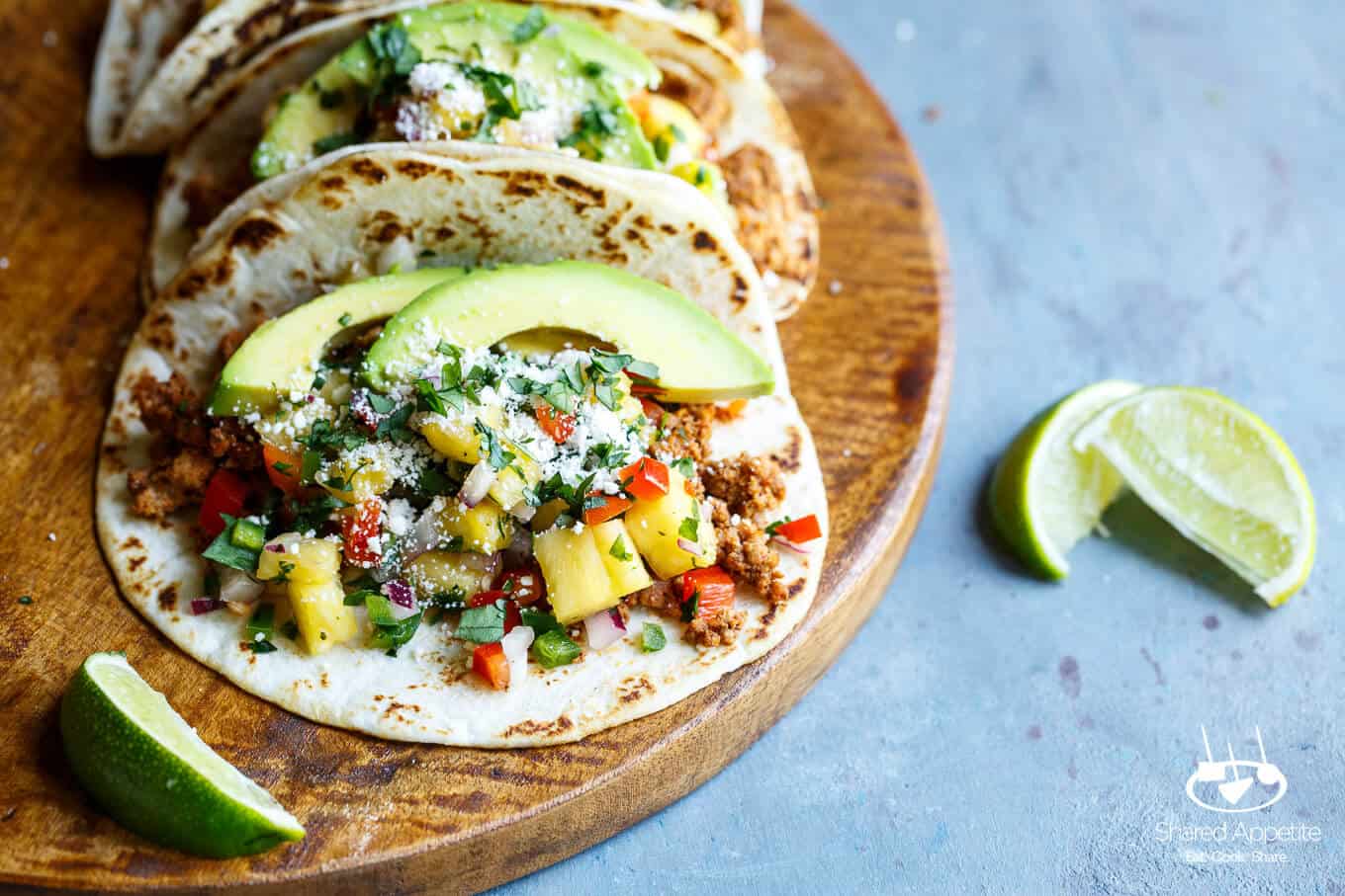 Healthy Turkey Tacos with Pineapple Salsa | sharedappetite.com