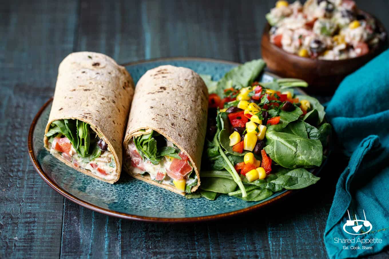 Healthy Southwest Tuna Salad Wraps | sharedappetite.com