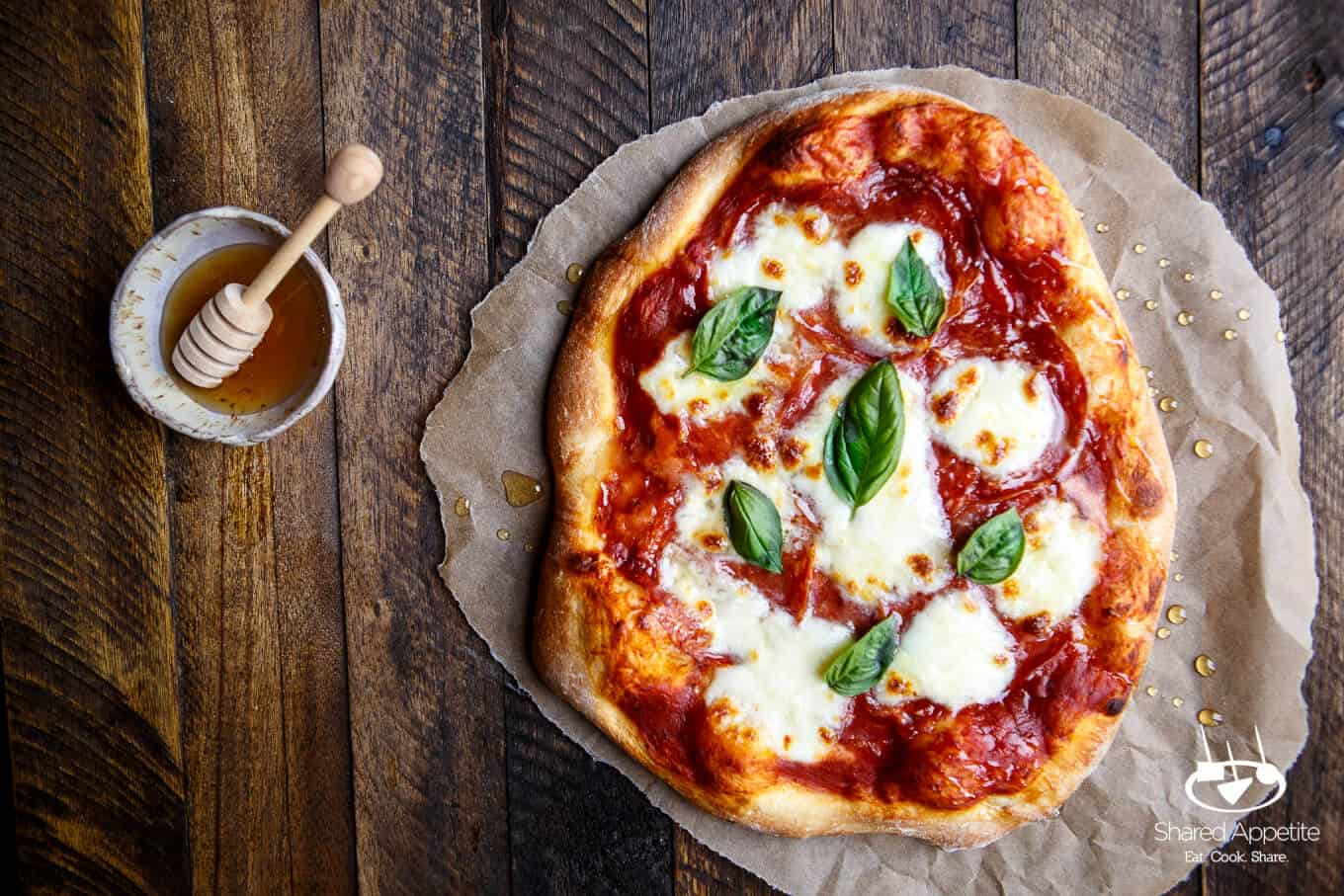 Spicy Honey Soppressata Pizza, also know as the Bee Sting Pizza after Roberta's Pizza in Brooklyn | sharedappetite.com