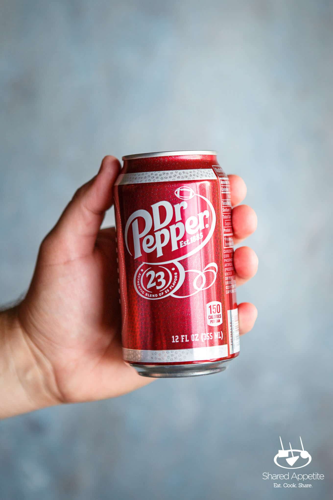 A can of Dr. Pepper for Slow Cooker Dr. Pepper BBQ Pulled Chicken Sliders | sharedappetite.com