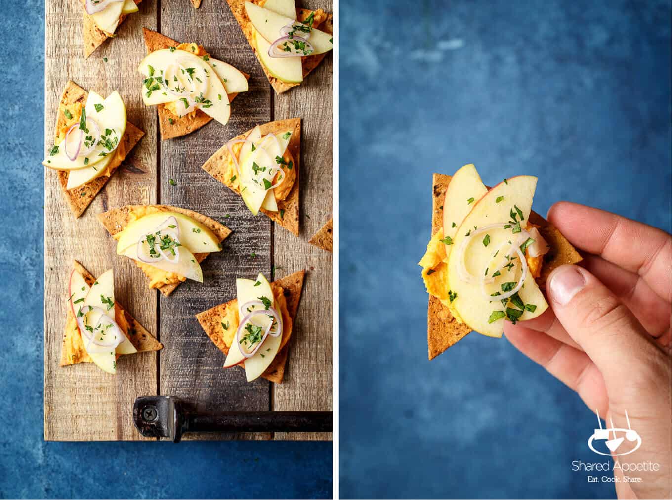 Vegan Sweet Potato Hummus and Apple Bites