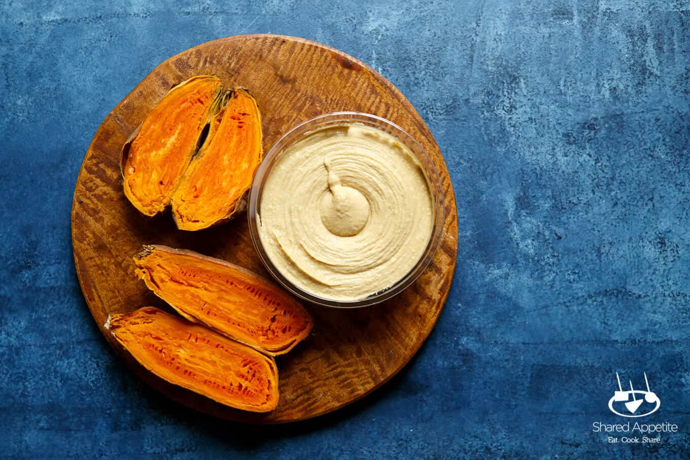 roasted sweet potatoes and hummus