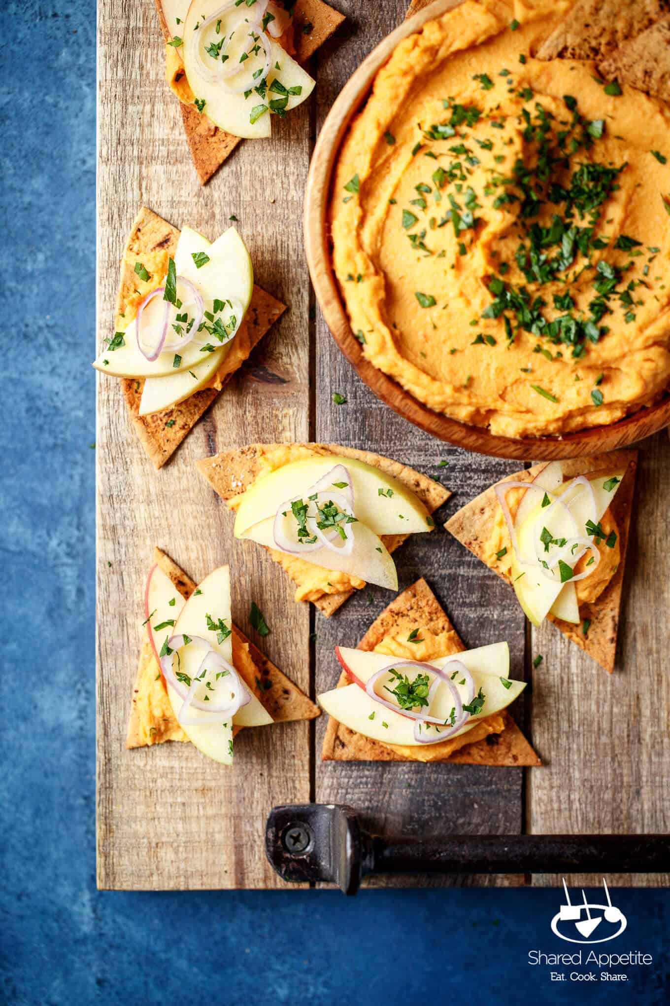 Vegan Sweet Potato Hummus and Apple Bites