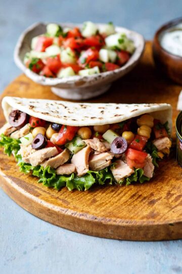 Mini Mediterranean Tuna Pita Wraps | sharedappetite.com