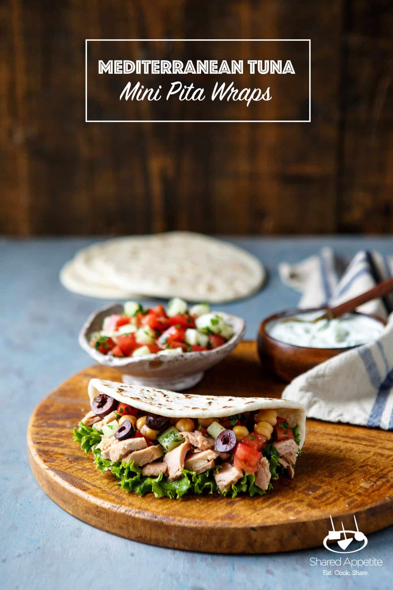 Mini Mediterranean Tuna Pita Wraps | sharedappetite.com