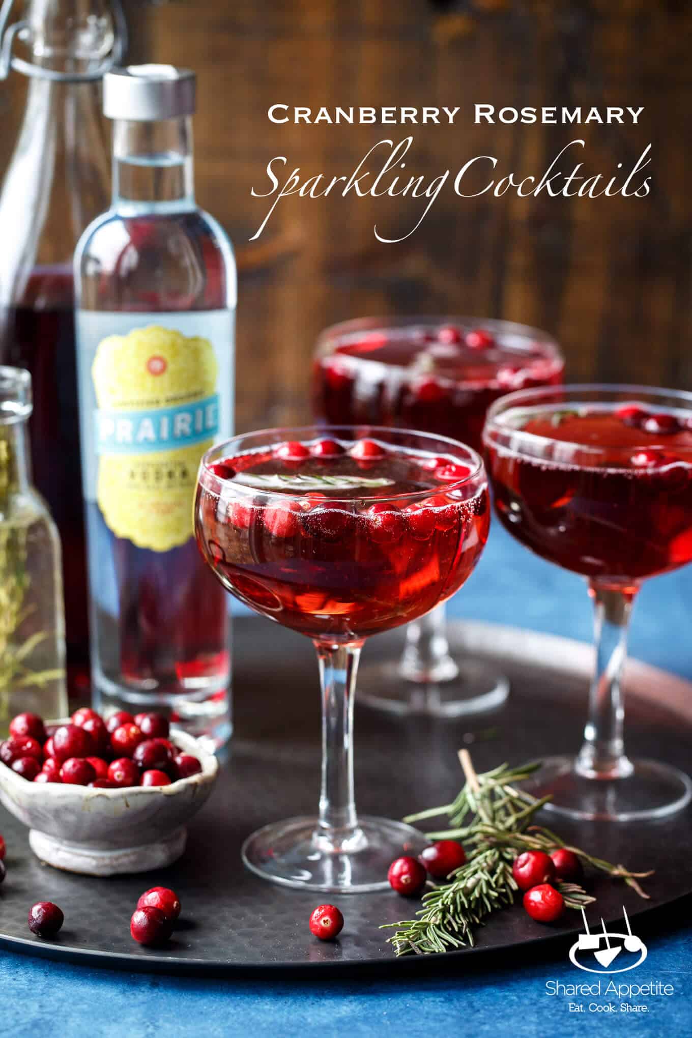 Sparkling Cranberry Rosemary Cocktails | sharedappetite.com