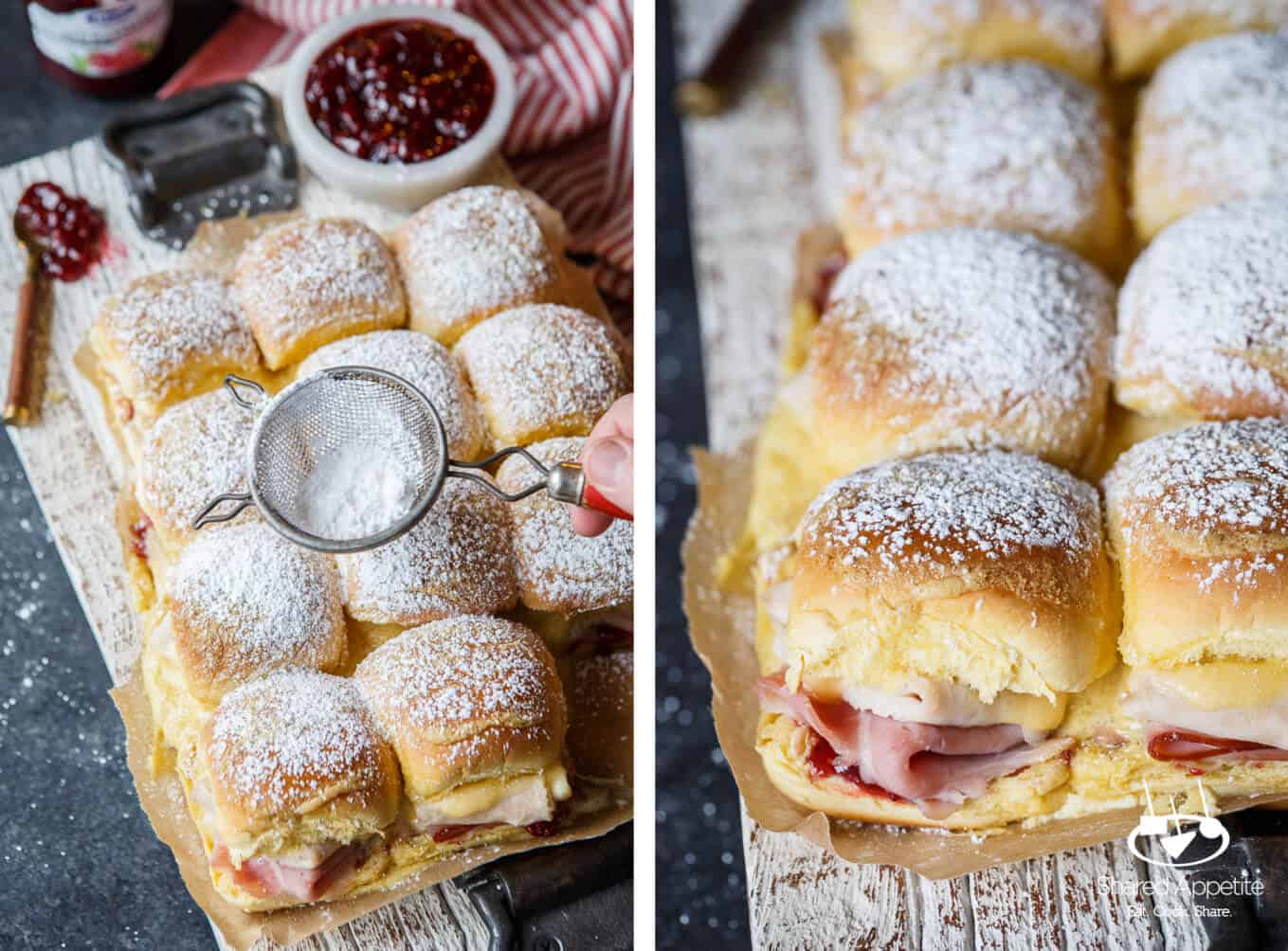 Baked Monte Cristo Slider Sandwiches perfect for brunch easy entertaining | sharedappetite.com