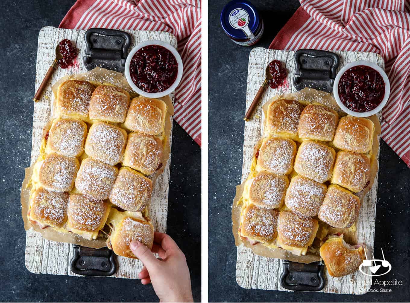 Baked Monte Cristo Slider Sandwiches perfect for brunch easy entertaining | sharedappetite.com