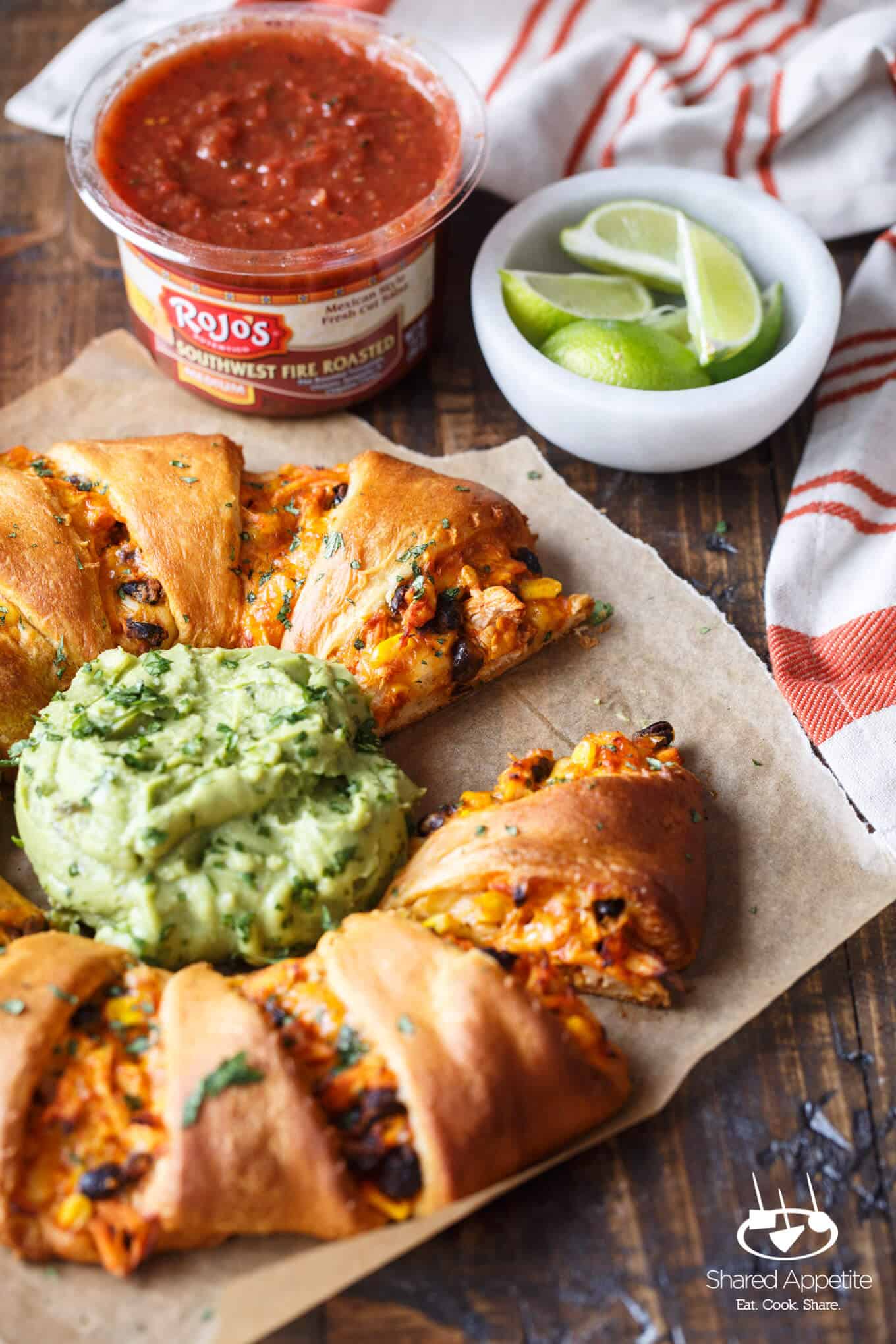 Cut piece of this Chicken Enchilada Crescent Ring | sharedappetite.com