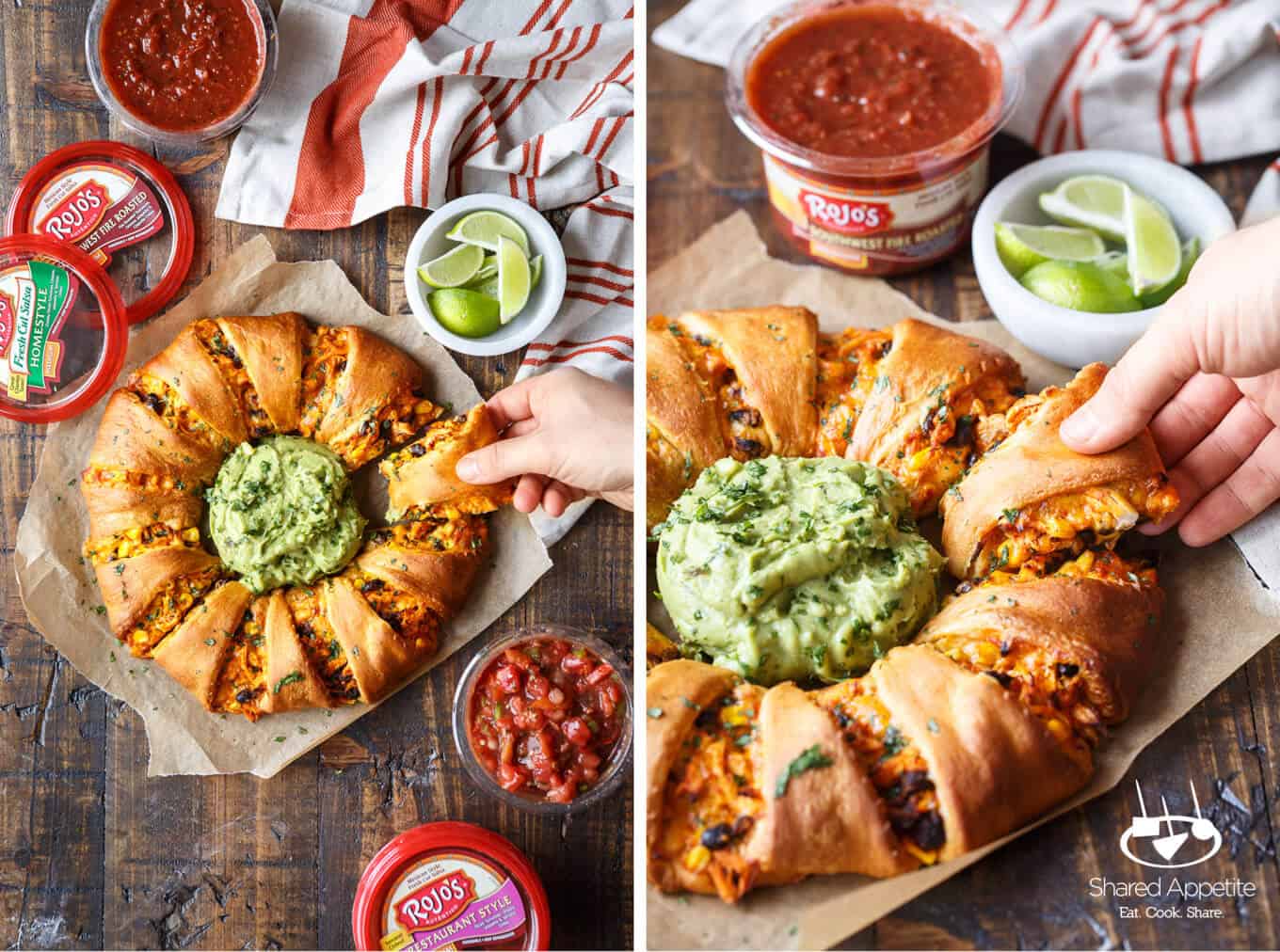 Grabbing a slice of the Chicken Enchilada Crescent Ring | sharedappetite.com