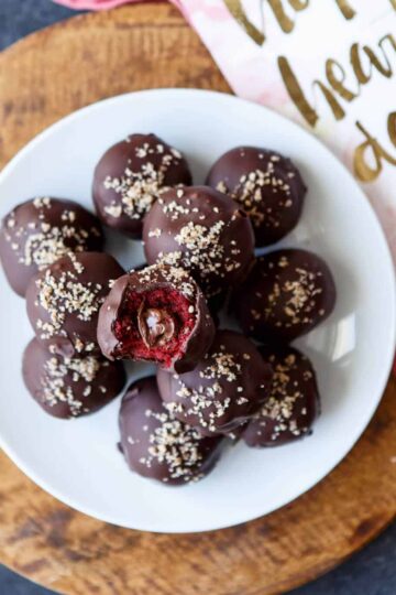 Nutella Filled Red Velvet Cake Truffles | sharedappetite.com