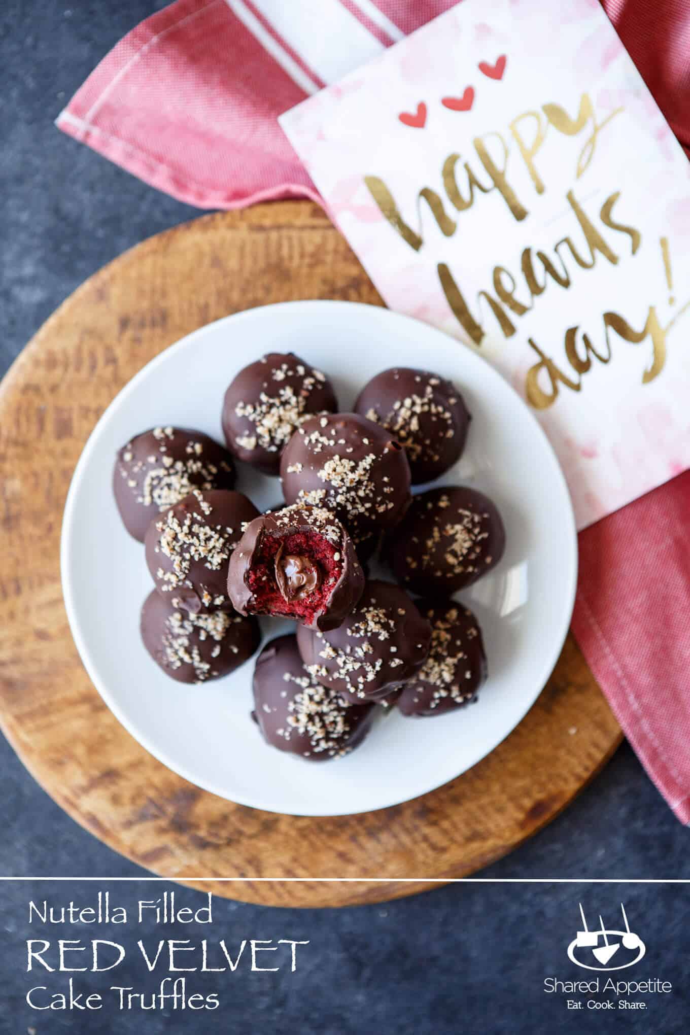 Nutella Filled Red Velvet Cake Truffles | sharedappetite.com