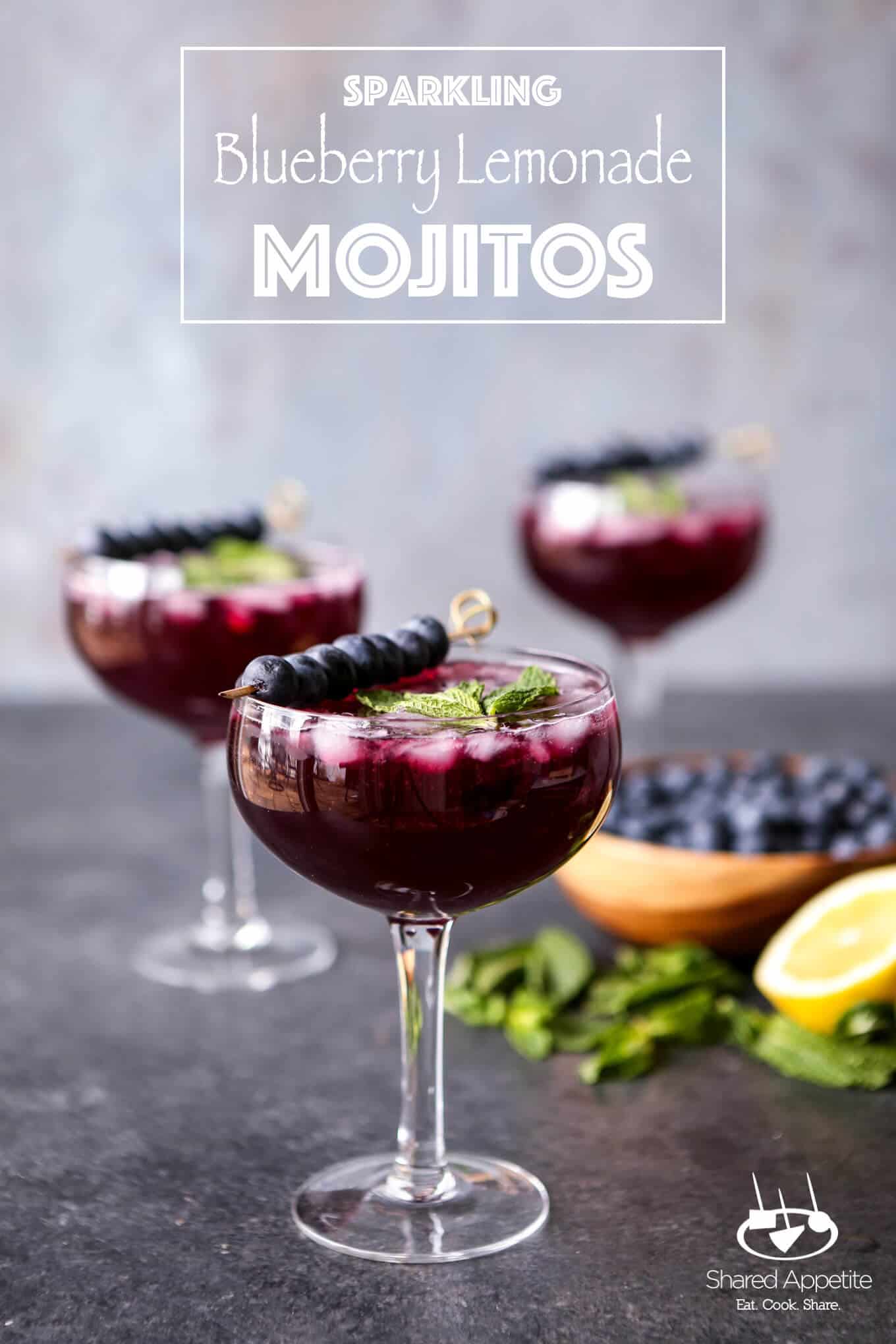 Sparkling Blueberry Lemonade Mojitos | sharedappetite.com