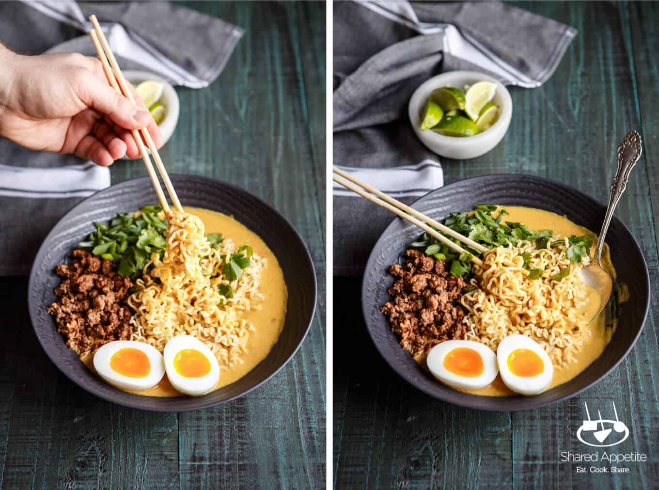 Spicy Lamb Coconut Curry Ramen | sharedappetite.com