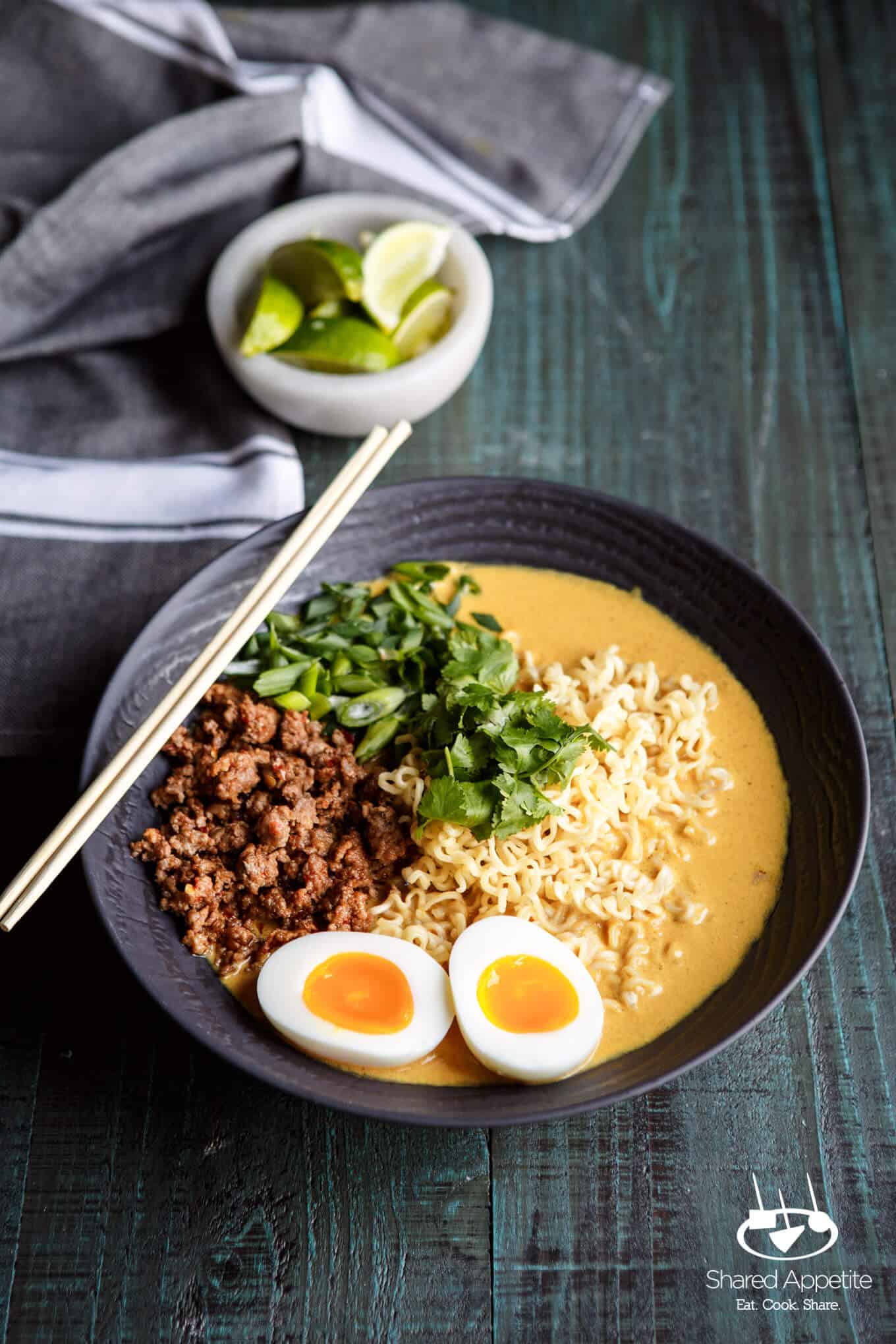 Spicy Lamb Coconut Curry Ramen | sharedappetite.com