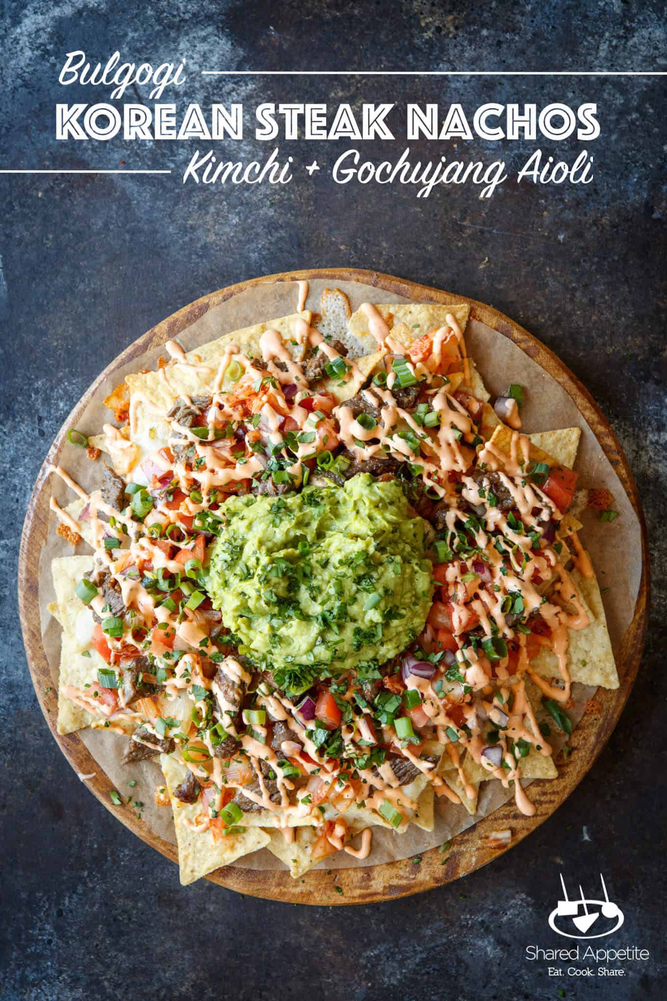 Bulgogi Korean Steak Nachos with Kimchi and Gochujang Aioli