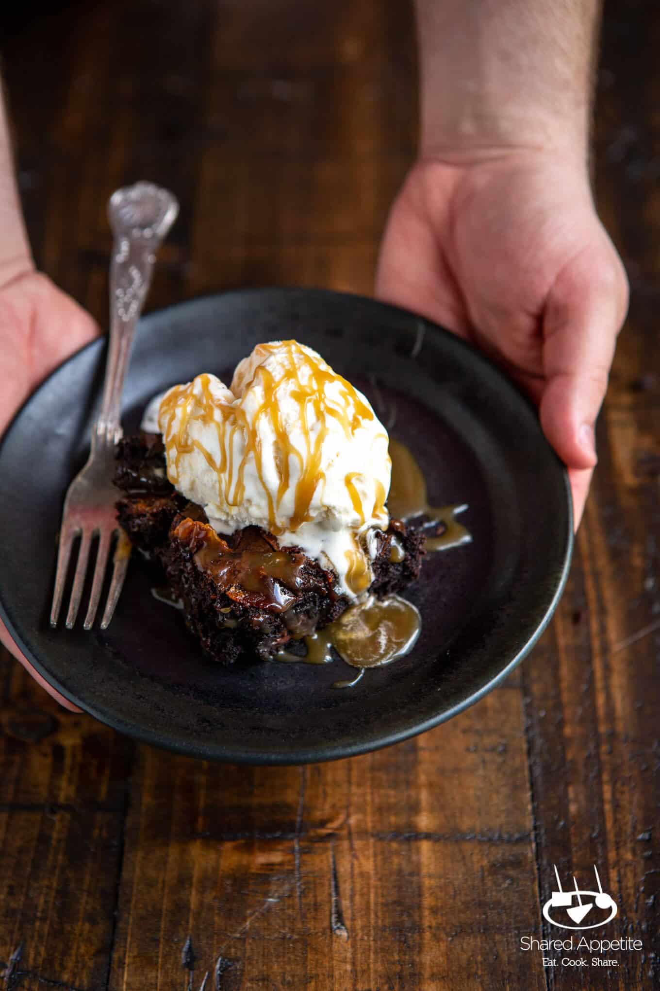 candied bacon brownie sundaes whiskey caramel sauce 32