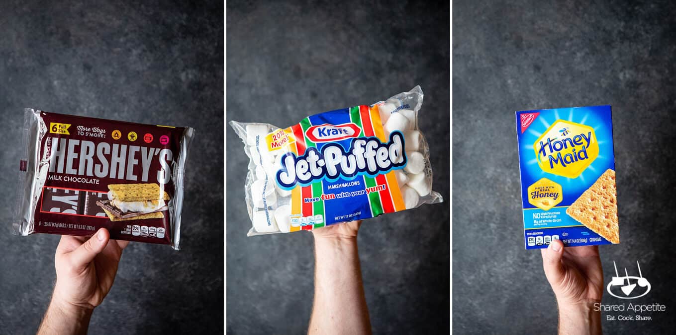 Hershey's Chocolate, Jet Puffed Marshmallows, and Honeymaid Graham Crackers for DIY S'MORES BAR PARTY | sharedappetite.com