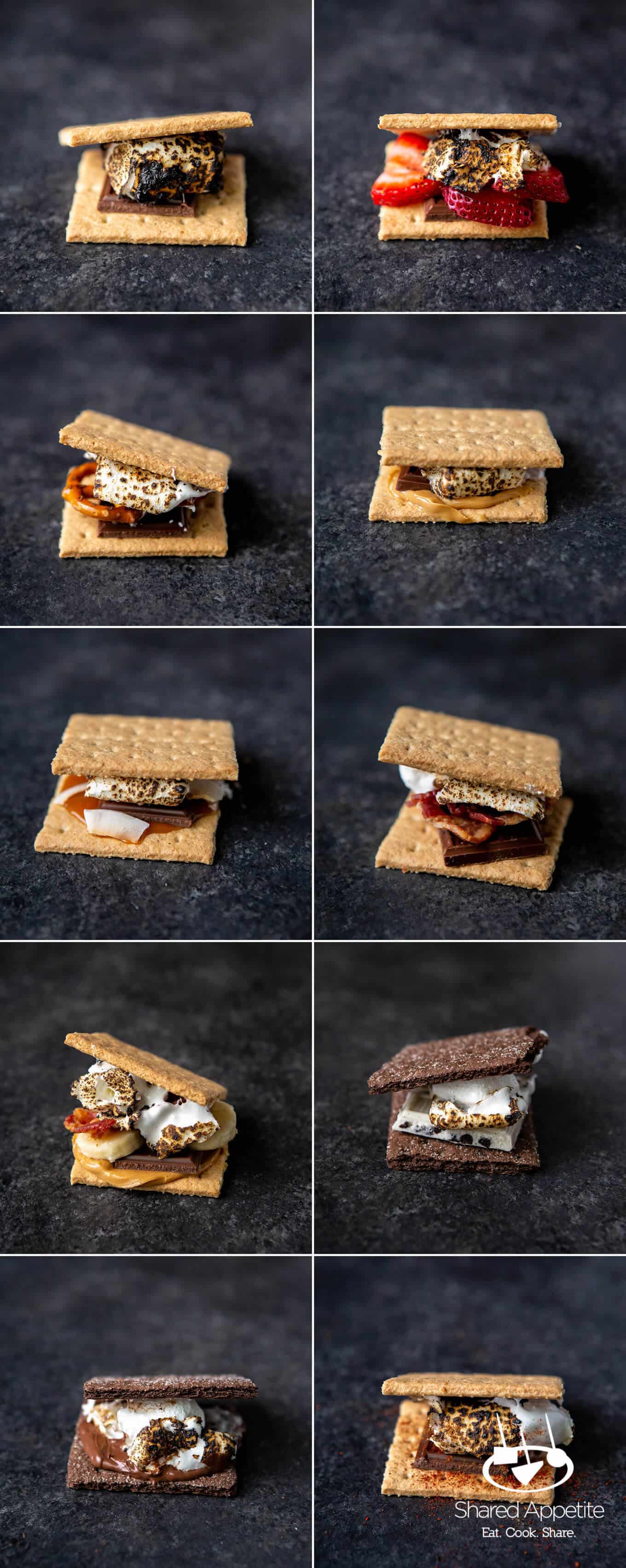 10 different s'mores variations for DIY S'MORES BAR PARTY | sharedappetite.com